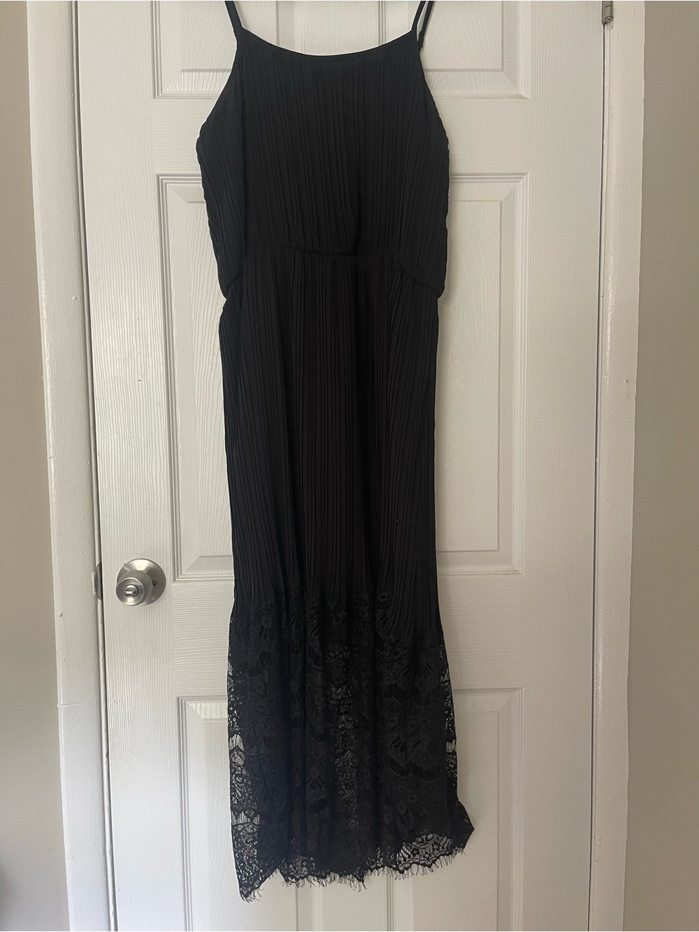 Black Maxi Dress with Lace Hem